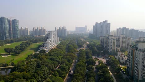 aerial drone shot capturing a jaypee green site in noida india near pari chowk