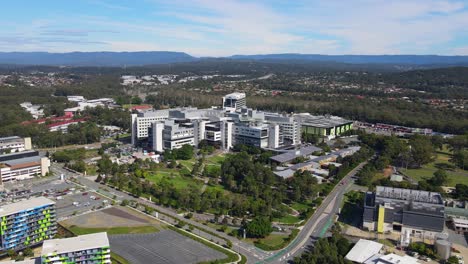panorama of the colorful buildings of gold coast university and hospital in the city of gold coast, australia