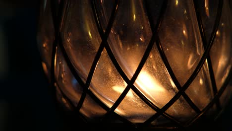 Lantern-with-candle-close-up-at-dark-night