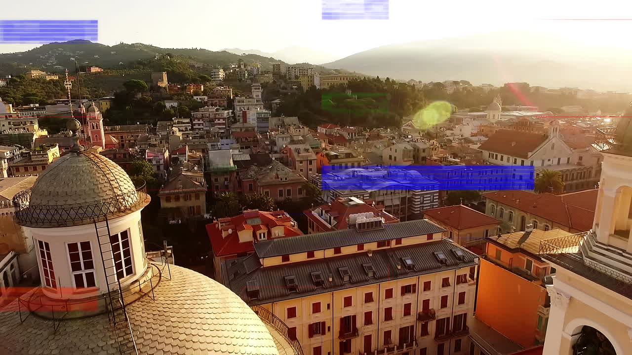 다채로운 혼란스러운 효과에 대한 도시 풍경