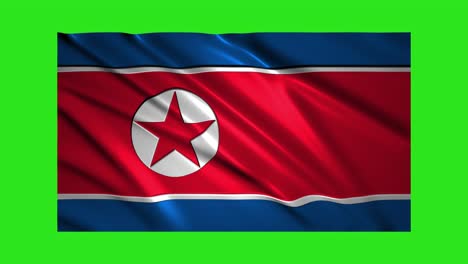 la bandera de corea del norte ondeando, en bucle en la pantalla verde