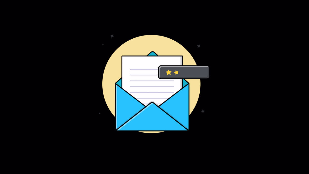 Animeret illustration af e-mailbesked med stjernebedømmelse