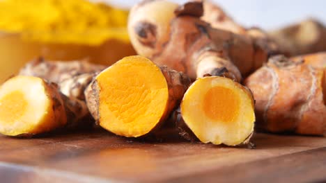 turmeric roots closeup