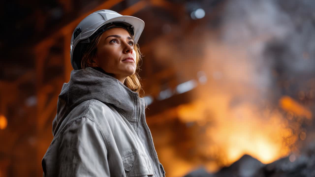 Woman Worker in Steel Mill