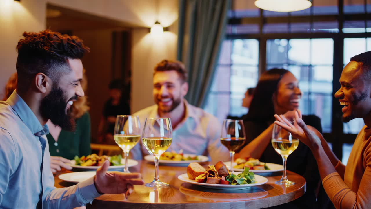 amigos disfrutando de la cena juntos