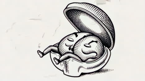 cartoon brains nestled in a clam shell illustration