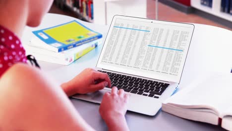 mujer caucásica sentada en un escritorio codificando datos en una computadora portátil