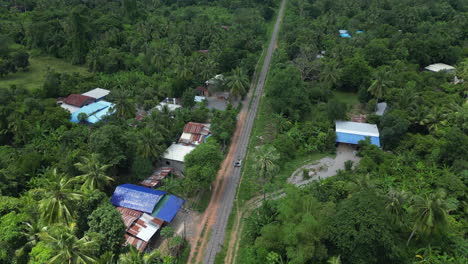 Battambang-Schienenwagen,-Hoher-Winkel,-Tagsüber