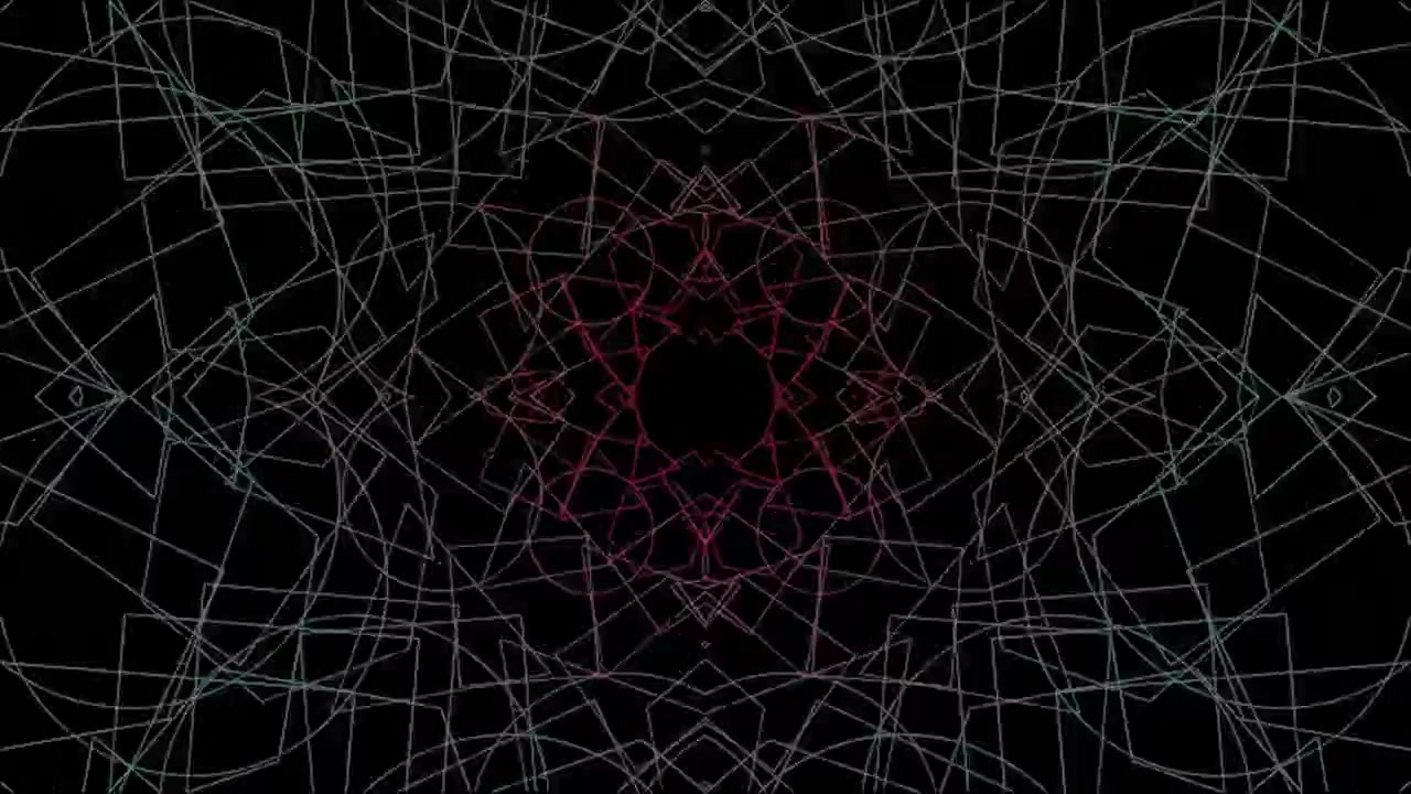 Abstraktní geometrický kaleidoskopický vzor s pulzujícími čarami