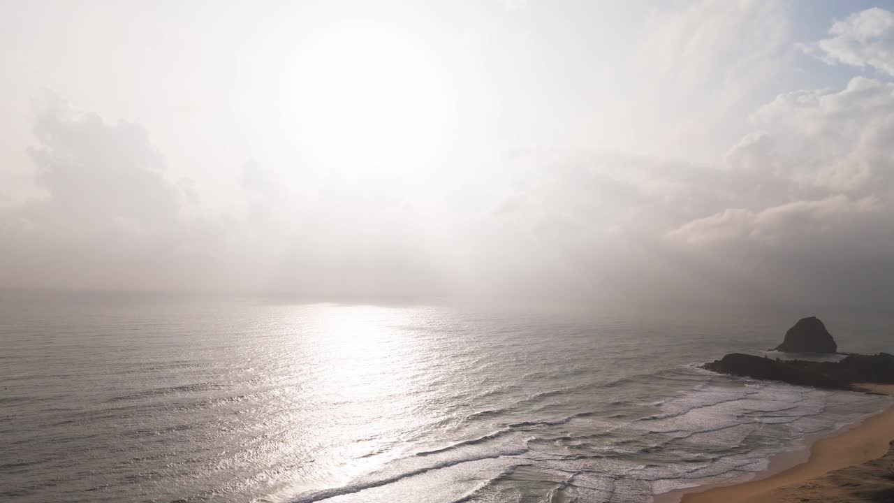 Aerial View of the Sunrise at the Sea In Bãi TắM Hòn Choi in the Morning.