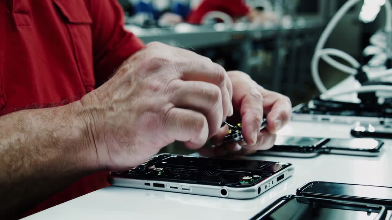 Mobile Phone Assembly Line in a Factory