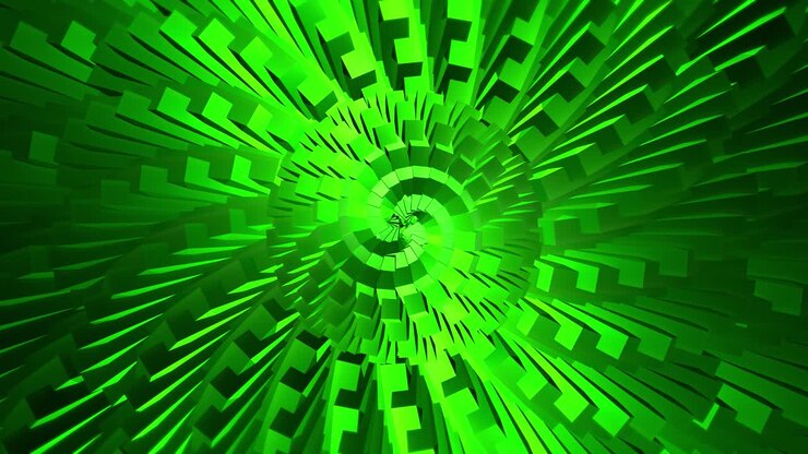 Vibrant Green Abstract Spiral Tunnel Motion Graphics