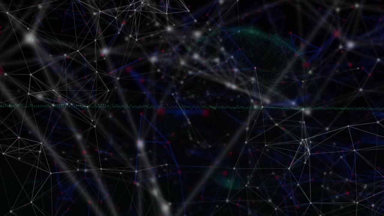 Animation of globe with network of connections with glowing spots