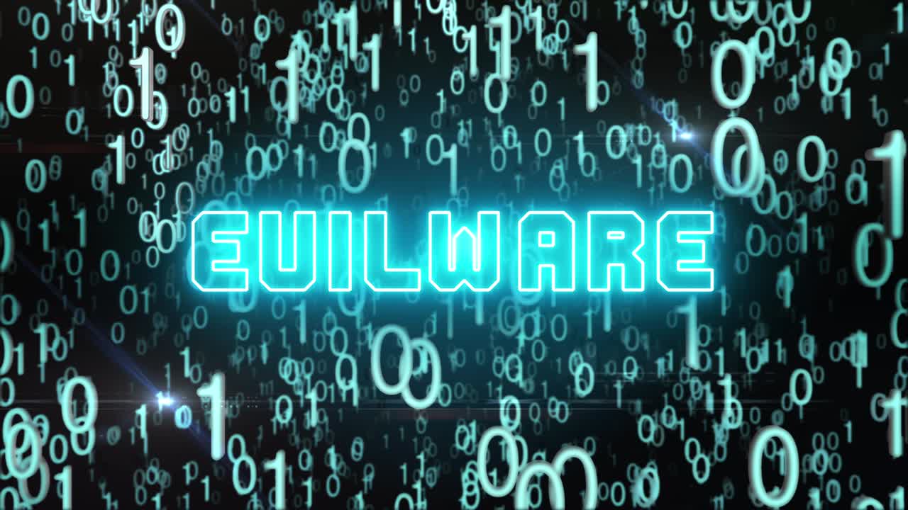 Bluish Evilware concept with digital code