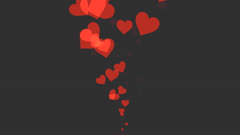 flying red hearts on fashion black night sky