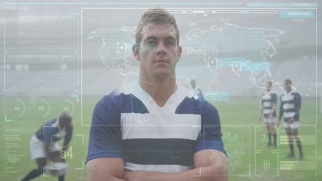 Animation-of-digital-interface-with-covid-19-medical-data-processing-over-rugby-players