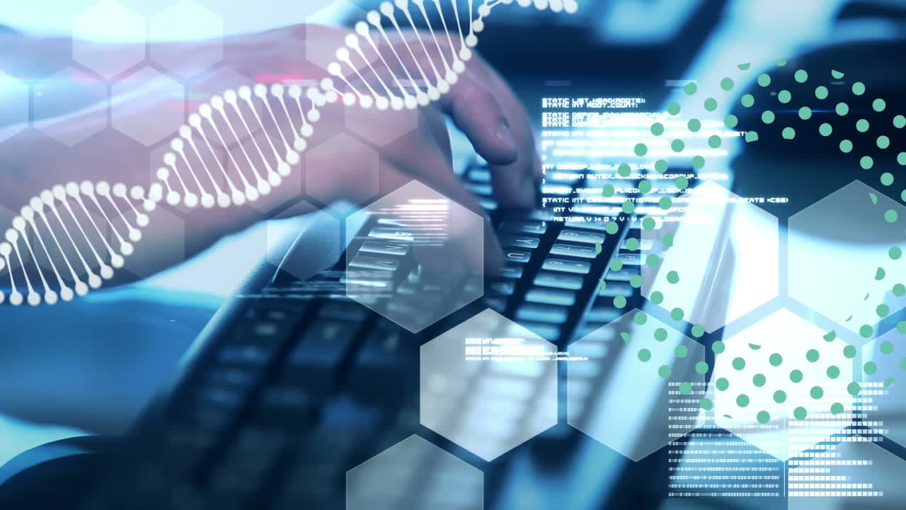 animación del procesamiento de datos con las manos usando computadora