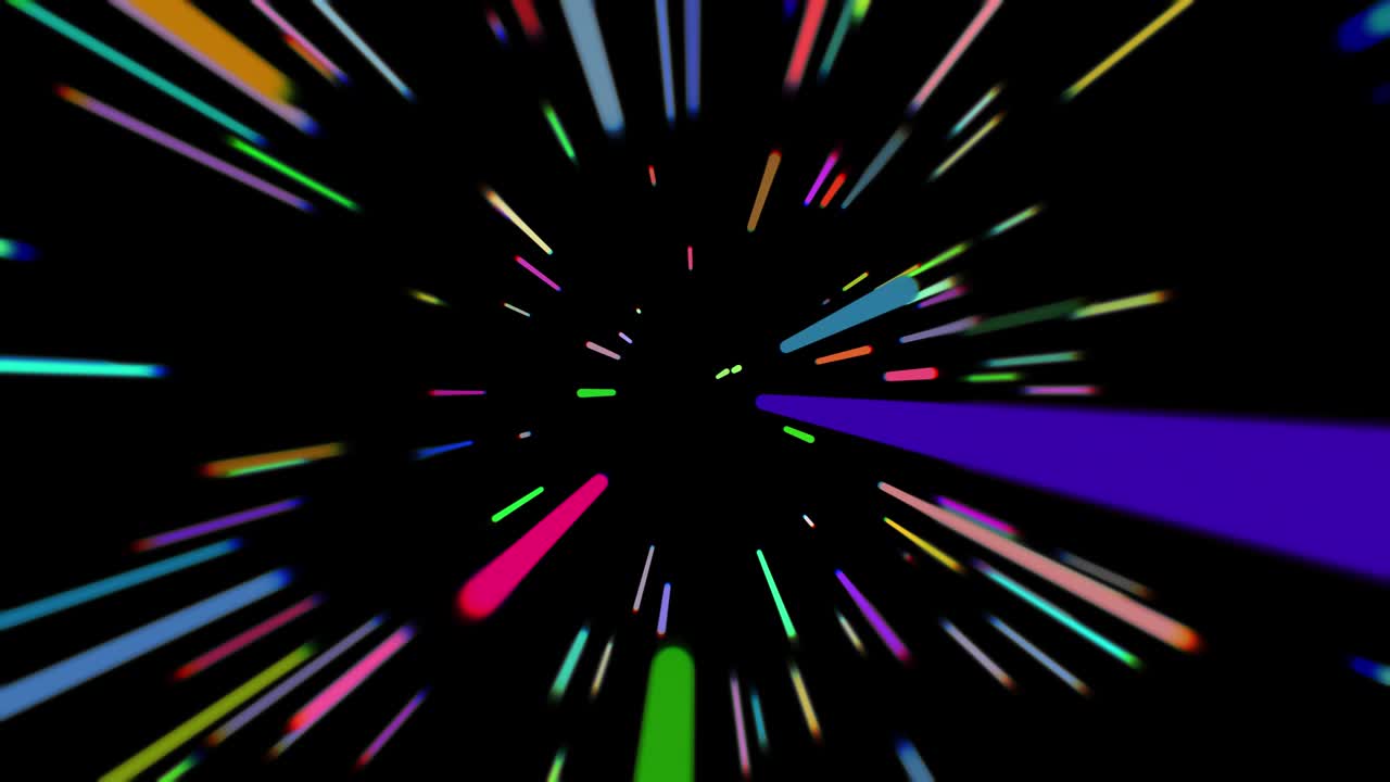 Tegneserieagtig radial hastighedsbaggrund. Lysstriber, futuristisk, hastighedsbevægelse. Flerfarvede anime-hastighedstunnellinjer. Sømløs loop.