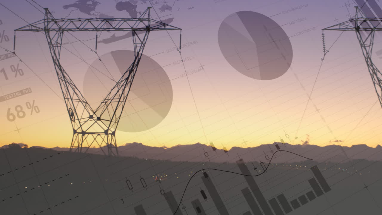 Statistics and graphs about transmission towers 4k
