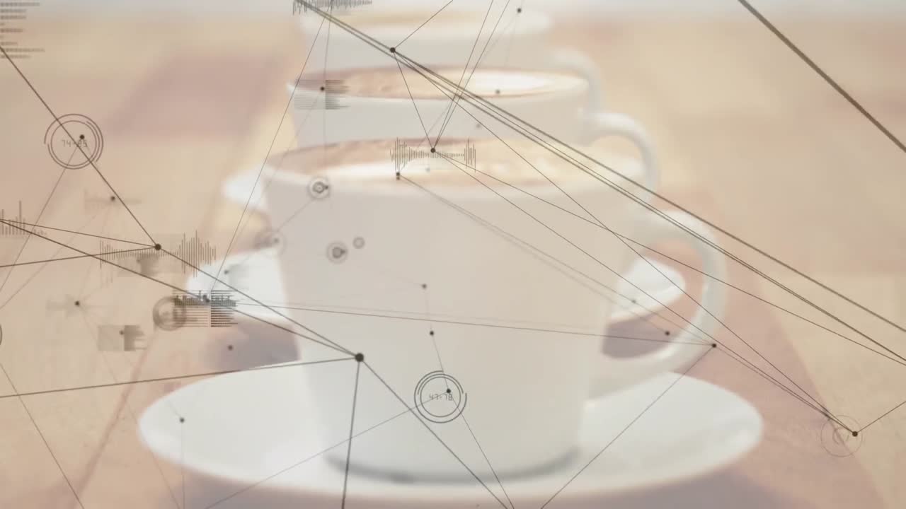 커피 컵을 통해 연결 네트워크와 통계의 애니메이션