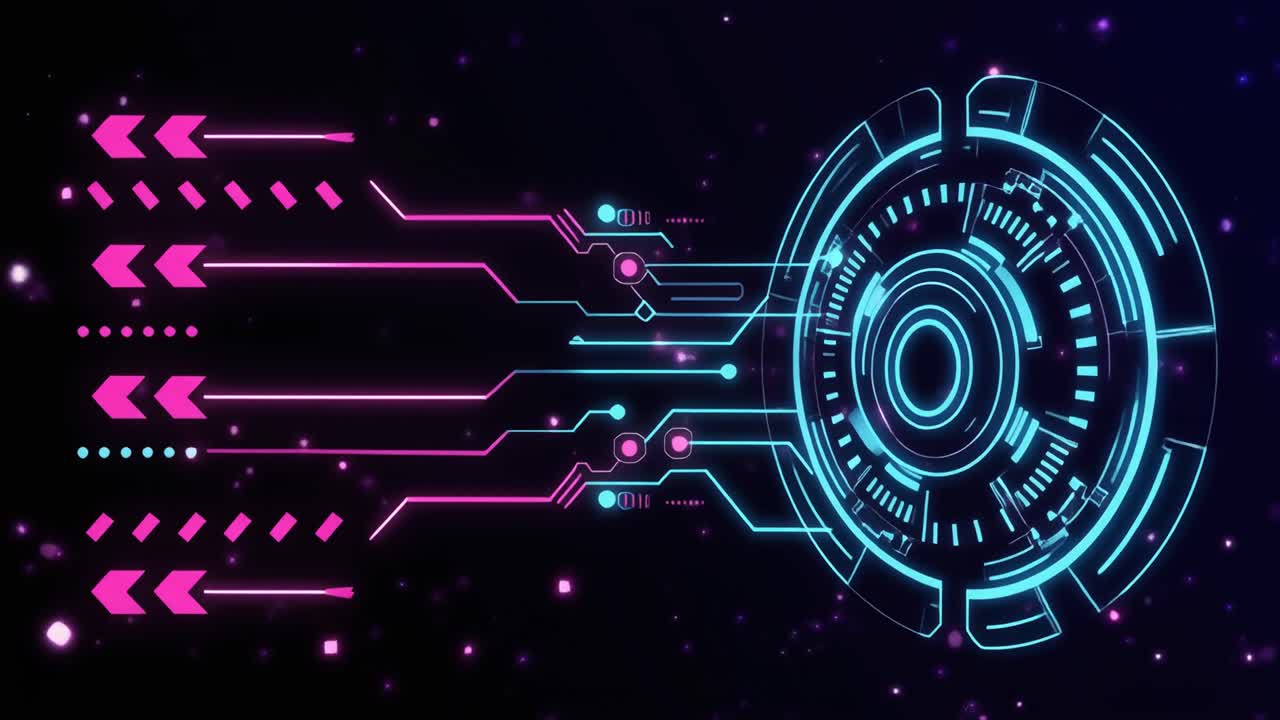 Neon Digital Data Processing and Connection Animation