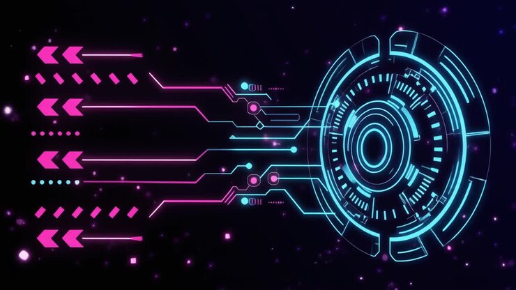Neon Digital Data Processing and Connection Animation