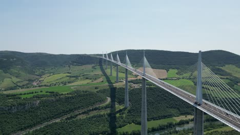 The-Millau-Viaduct,-cable-stayed-bridge-France-drone-aerial-view-from-air