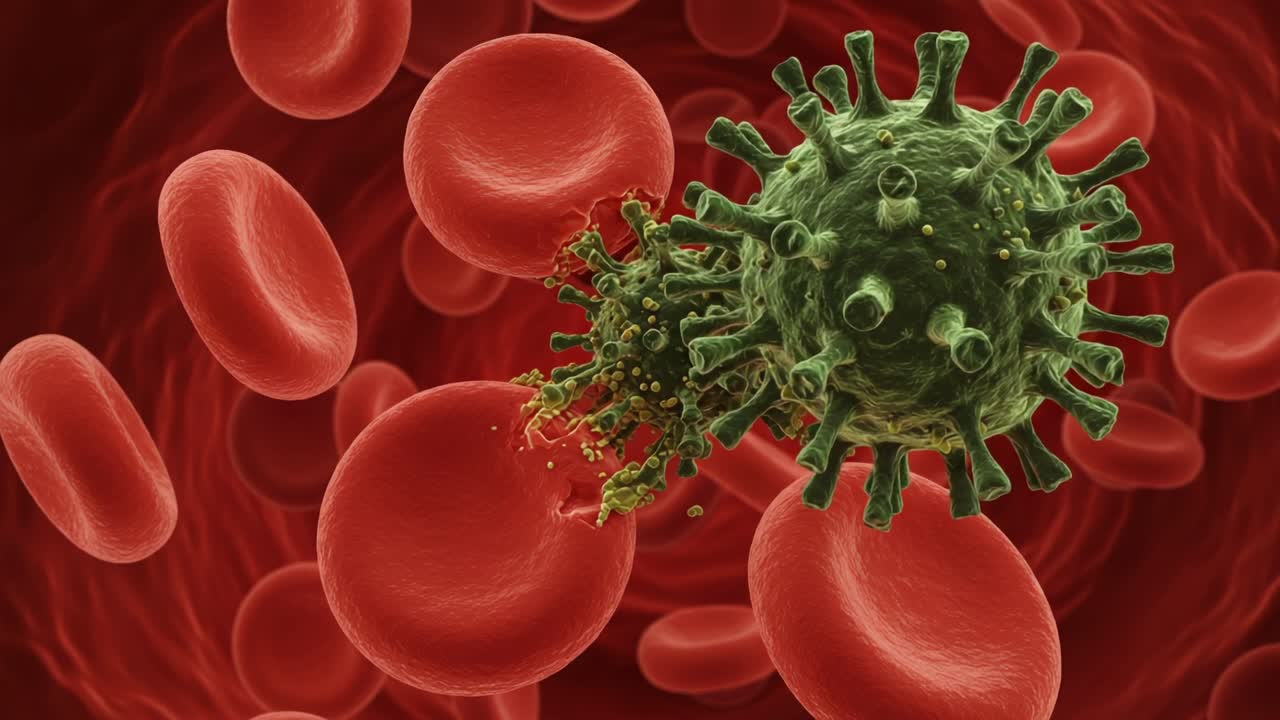 Microscopic Interaction Between Virus and Blood Cells: Exploring the Amorphous Dynamics of Viral Pathogens in the Human Circulatory System