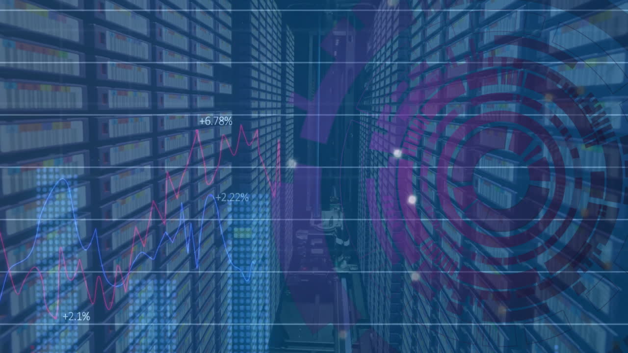Animation of financial data processing over computer servers