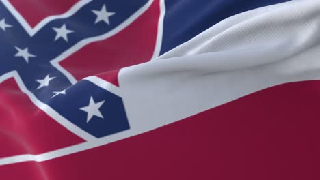 flag of american state of mississippi, united states, waving at wind. loop