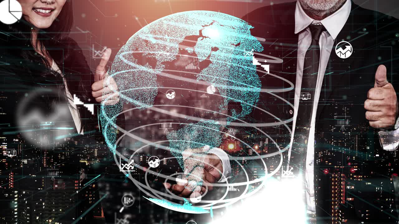 재무 데이터 분석을 위한 대시보드를 사용한 개념적 비즈니스 악수