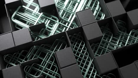 Abstract Geometric Pattern of Interlocking Cubes and Metal Lines