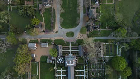 excellent overhead view of the governor's palace in williamsburg, virginia, and its surrounding grounds