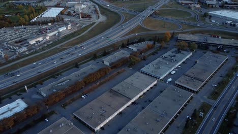 a revealing drone shot of the deerfoot highway and glenmore trail intersection in calgary