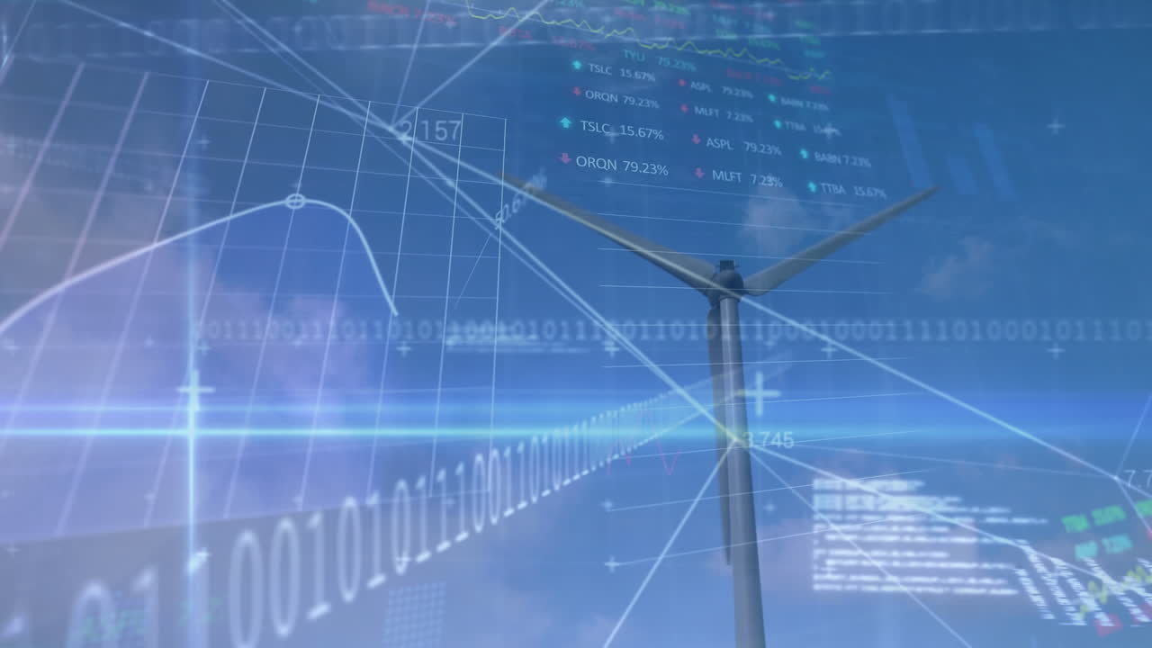금융 데이터 처리 및 바람 터빈에 대한 바이너리 코딩의 애니메이션