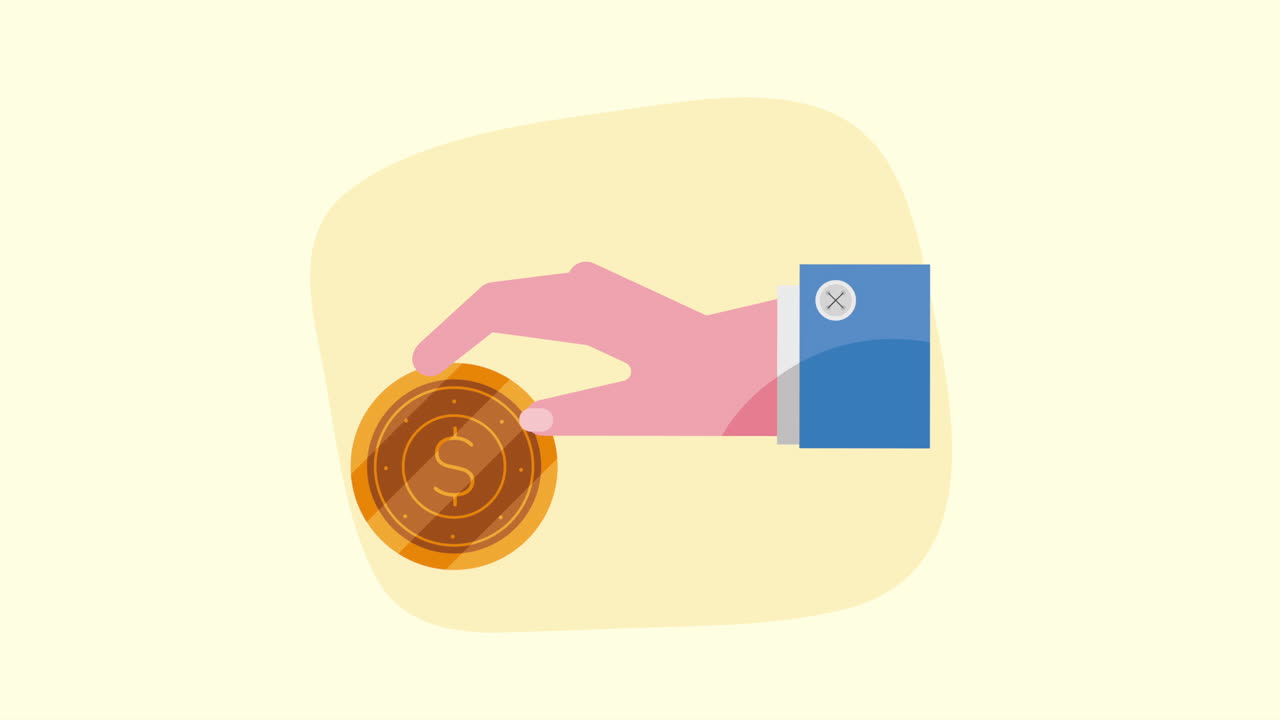 동전을 들고 있는 손