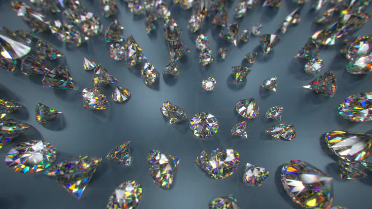 화려한 둥근 절단 다이아몬드 3d 렌더링 원활한 루프 애니메이션