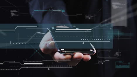 Animation of computing data processing over man using smarpthone