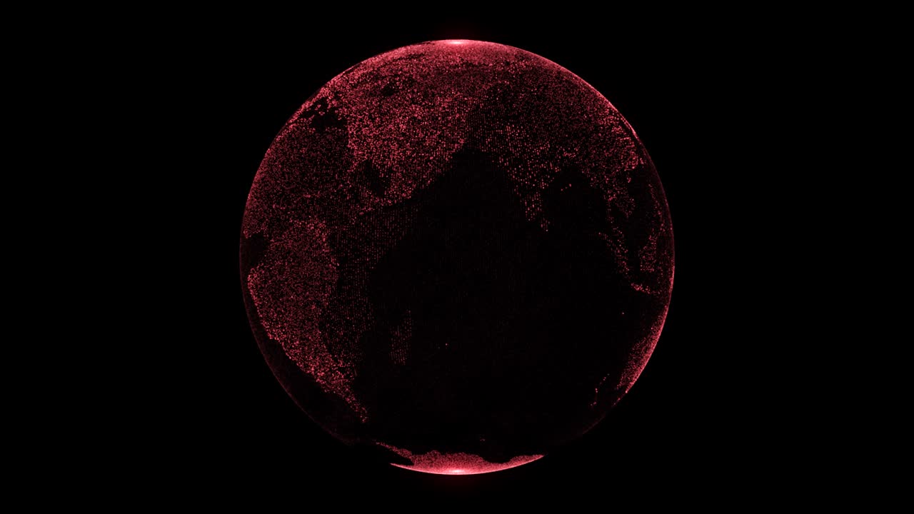 planeta rojo digital de la tierra sobre un fondo negro.