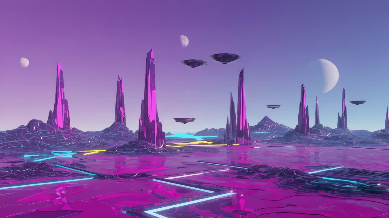 Synthwave Alien Planet Landscape