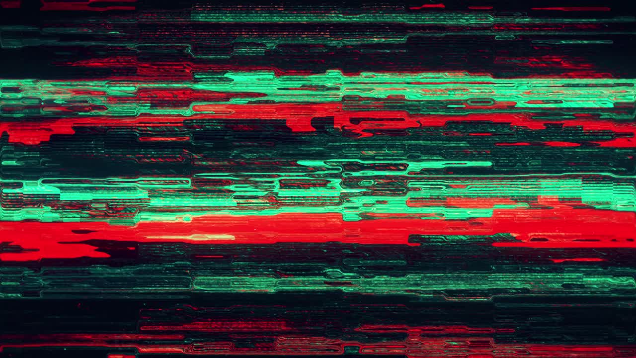 Abstrakt digital glitch-effekt med flimrende røde og grønne linjer