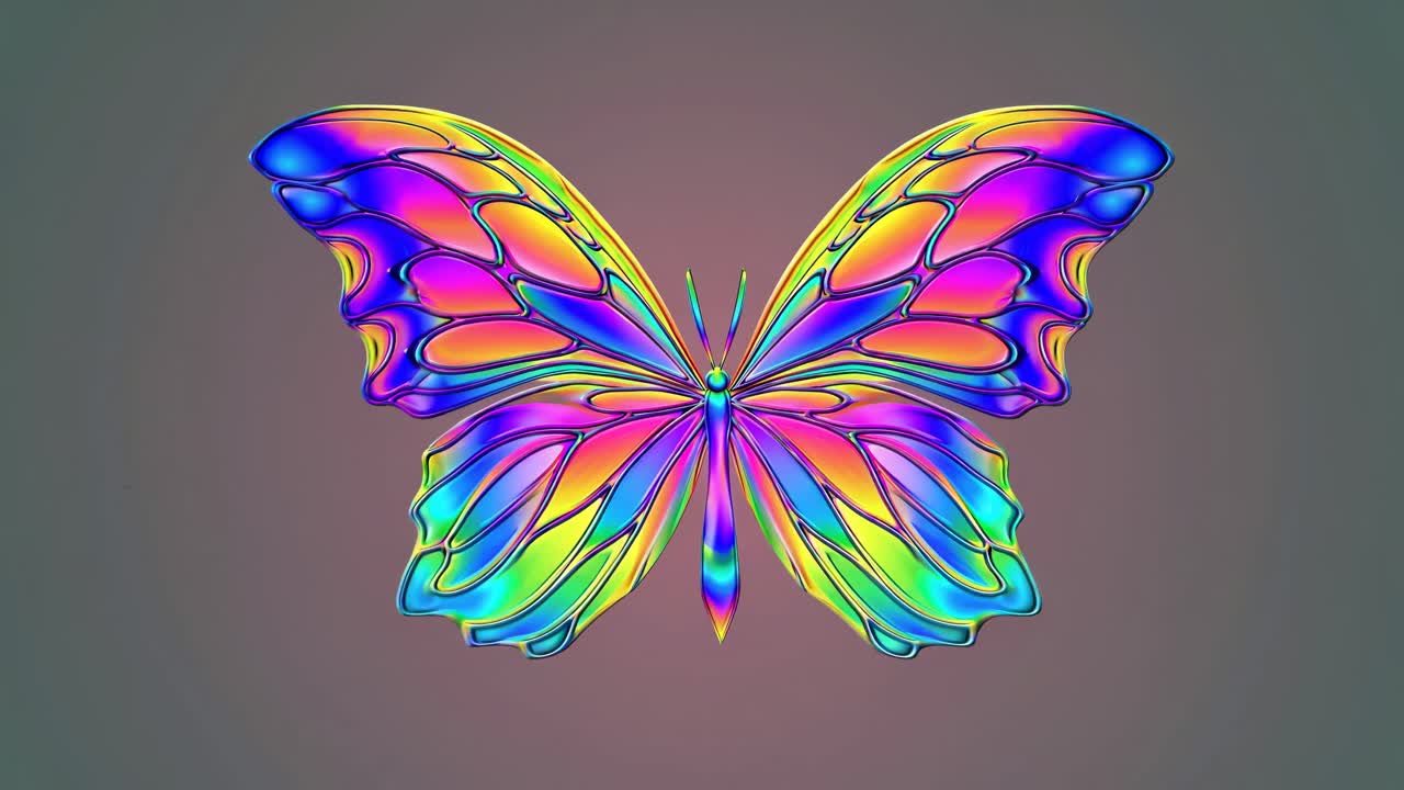 Vibrant, colorful butterfly with rainbow hues. Bright butterfly wings in rainbow colors. Stunning