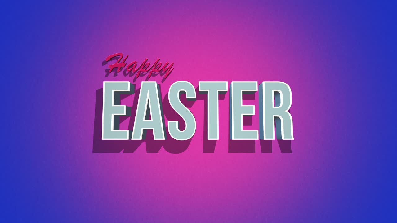 Testo retrò "Buona Pasqua" su texture vintage viola in stile anni '80