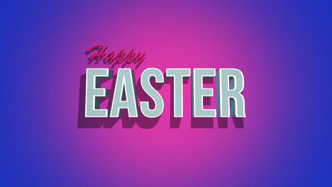 retro happy easter text on purple vintage texture in 80s style