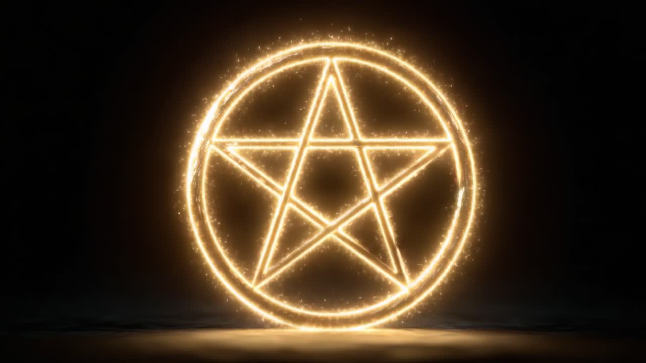 Záhadný třpyt: Ohromující transformace od třpytícího se pentagramu k odvážnému, zářivému symbolu mystiky a síly v zatemněné sféře