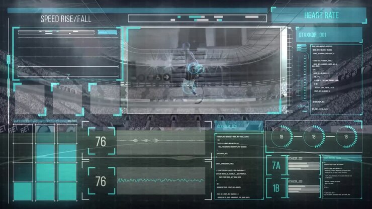 Digital interface against sports stadium