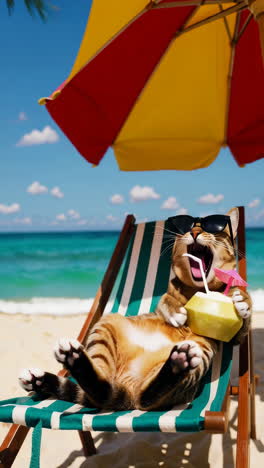 funny cat on beach vacation