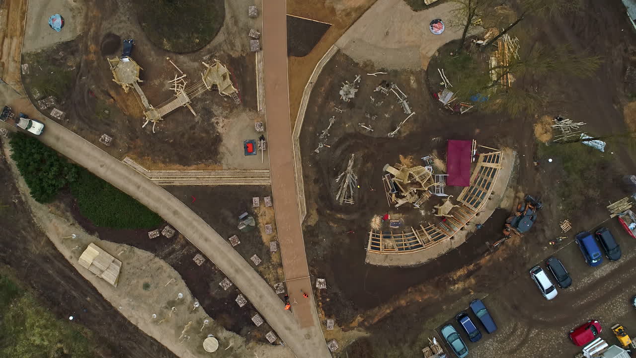Aerial Top Down View of Children's Playground Under Construction