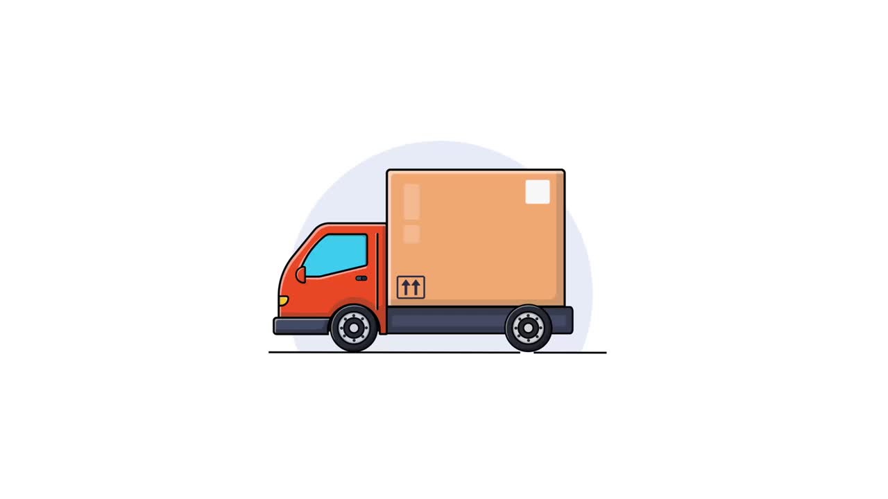 Animated Delivery Truck with Package Moving