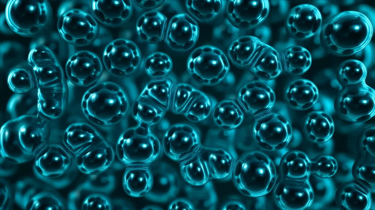 Microscopic Teal Cells or Molecules Abstract Background